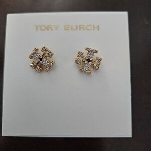 Gold crystal earrings by TB
